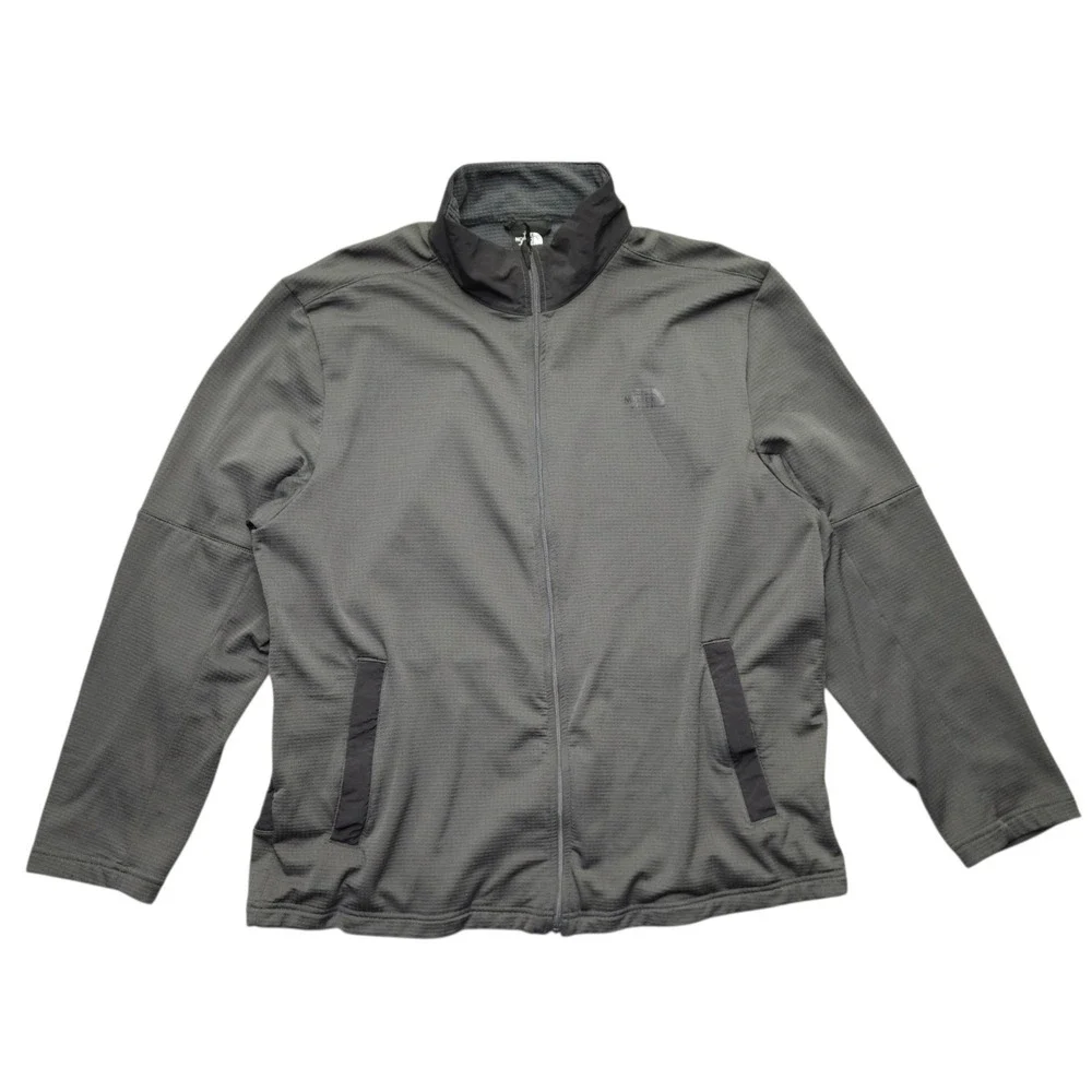 The North Face Men's Wayroute Full Zip Jacket Textured Waffle Knit Gray XL